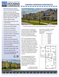 Fact sheet for Campau Commons Apartments