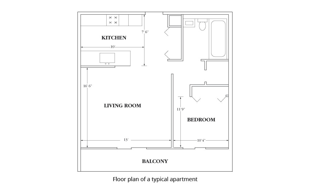 Floor plan of a typical apartment at Ransom Tower